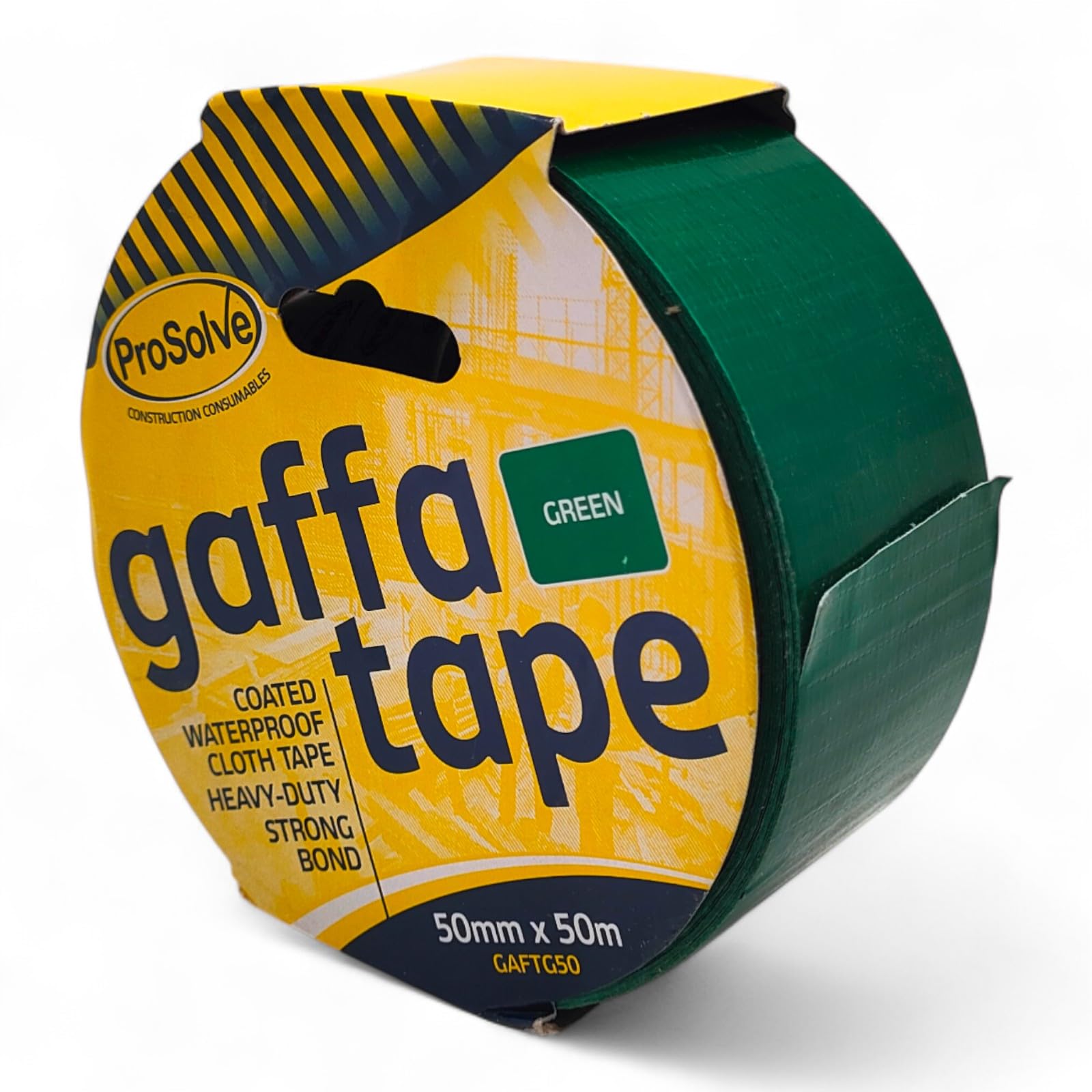 MSF PROSOLVE 50mm x 50m White, Red, Green, Blue, Black, Silver, And Yellow Premium Gaffer Tape Cloth Gaffa Duct Waterproof Pack OF (1, 2, 5, 10) (50mm x 50m, 1 X GREEN)
