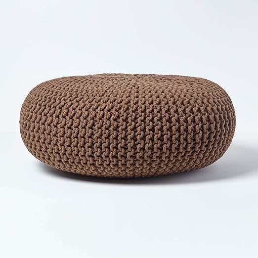 Homescapes Pouf Strickpouf Rundes Bodenkissen Sitzpouf 70 X 23 Cm Gepolsterter Sitzhocker Sitzpuff Puff Mit Grob Gestricktem Bezug Aus 100 Baumwolle Strickpuff Braun Amazon De Kuche Haushalt
