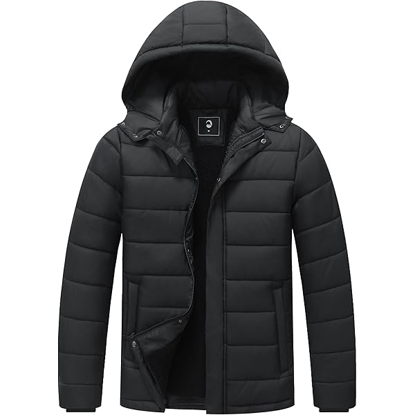 Loose Fit Men's Drawstring Hooded Zipper Puffer Winter Warm