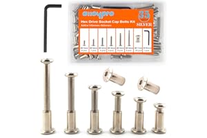 ALLOYPRO M6 Hex Drive Socket Cap Bolts Screws Kit, 30-Sets Binding Post Screws Socket Cover Connecting Bolt Fixing Post Screw for Furniture Chair Crib Table Cabinets,M6x16mm/ 20mm/ 25mm/ 30mm/ 40mm/ 50mm