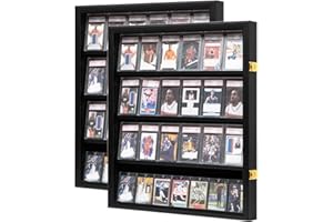 Grintus 24 Baseball Card Display Case 2Pack - Lockable Sports Graded Card Display Case Wall Mount with UV Protection Acrylic Door for Baseball Basketball Football Hockey Trading Card Collection