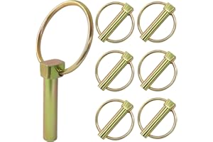 Kyuionty 6 Pcs 3/8 Inch Lynch Pin, Round Heavy Duty Tractor Linch Pin Lock Pin Clips for for Farm Trailers Trucks Lawn Mowers