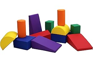 Factory Direct Partners 12273-AS SoftScape Toddler Builder Set, Colorful Soft Foam Playtime Building Blocks for Infants and Kids (12-Piece Set) - Assorted