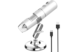 T TAKMLY Wireless Digital Microscope Handheld USB HD Inspection Camera 50x-1000x Magnification with Stand Compatible with iPhone, iPad, Samsung Galaxy, Android, Mac, Windows Computer (Silver)