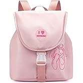 NOVELPAK Ballet Dance Backpack, Team Ballet Bag, Daily Practice Bag for Dancers. Multi-Pockets inside, Replaceable Badges Golden Capacity 15L (POWDER PINK)