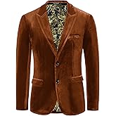 PJ PAUL JONES Mens Velvet Blazer Jacket Two Button Sport Coat Solid Suit Jackets for Dinner Prom Wedding