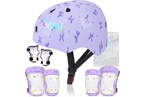UNICORN CATCHER Kids Helmet, Toddler Bike Helmet with DIY Stickers Unicorn Knee Pads and Elbow Pads Set Adjustable Protective Gear Set for Girls Age 3-5-8 Years fit Roller Skates, Bicycle, Skateboarding, Scooter