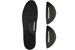 HAOZHAOTOU Arch Support Inserts for Flat Feet - Unisex Self - Adhesive Latex Arch Pad for Relieve Pressure and Feet Pain - Arch Support Insoles for Men & Women 1 Pairs (S,Black)