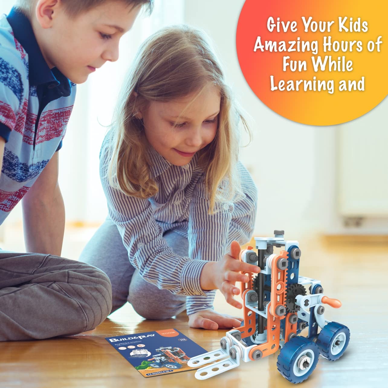 12-in-1 Stem Kit Toy for Kids - 152 Piece Construction Building Set and Education Learning Engineering Play Kit Idea for Boys and Girls, Building Toys for Kids Ages 4-8 5 6 7 8 9 10 11 12 Years Old