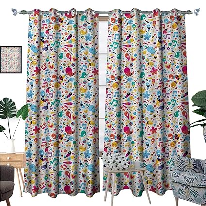 Amazon Com Blountdecor Music Window Curtain Fabric Happiness