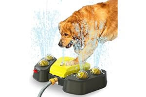 BININL Dog Water Sprinklers,Outdoor Step On Dog Water Sprinkler Dog Fountain,Easy Paw Activated Dog Summer Water Fountain Drinking Toys,Pet Sprinkler for Large Or Small Dog Bowl Alternative