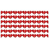 Shapenty Mini Satin Ribbon Bows Flowers Boutique for Sewing Scrapbook Card Making Wedding Christmas Gift Girls Dress Hair Accessories Decoration Crafting, 2.5x2cm, 60PCS (Red)