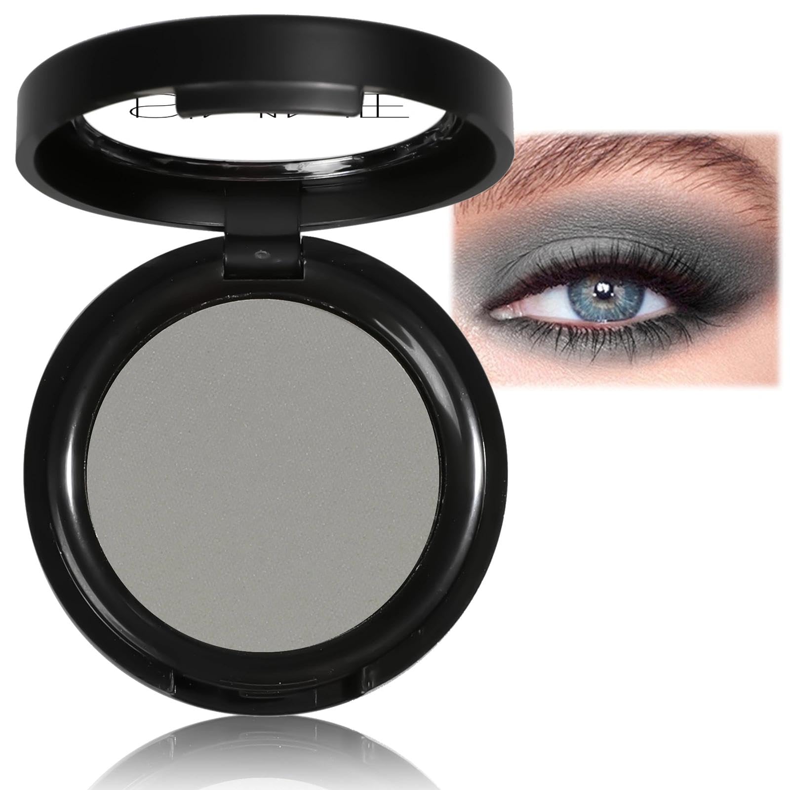 Matte Grey Single Eyeshadow - Pressed Fine Powder, Intensely Pigmented for Longwear Day & Night Looks, Wet & Dry Application, Suitable for All Skin Tones, Mineral Oil Free