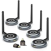 AIMIBO Wireless HDMI Transmitter and 4 Receivers, 5.8G @60Hz, Plug & Play HDMI Wireless Multiple TVs Extender for Casting Video/Audio from Laptop, Camera, TV Box to TVs, Projectors, Monitors -165FT
