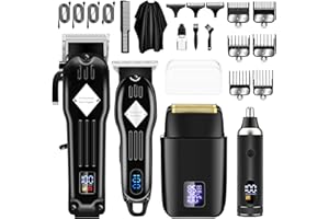 SUNNOW Professional Hair Clippers and Trimmer Set for Men, Beard Trimmer & Foil Shaver & Nose Trimmer Kit, Cordless Mens Clippers and Grooming Kit for Hair Cutting, Beard Styling, Home, Barber