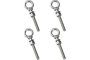Loopunk 4 Pcs Lifting Eye Bolt, 316 Stainless Steel Marine Grade Threaded Eyebolts, M8x100mm Lifting Ring Threaded Eyebolts w
