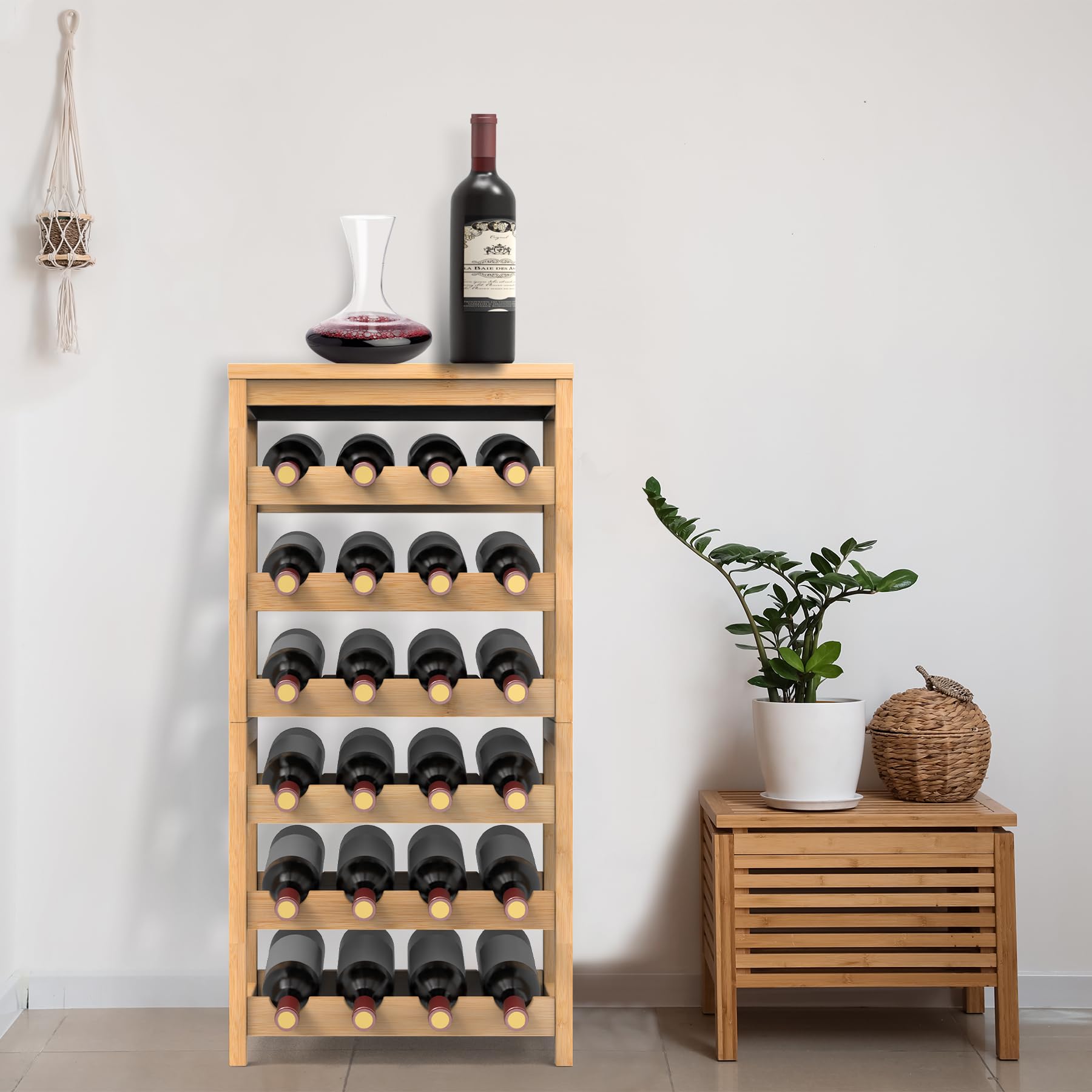 Mua Purbambo 24-Bottle Wine Rack Freestanding Floor, 6 Tier Bamboo Wine ...