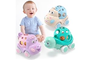 WESAYEE Baby Toy Car, Easter Basket Stuffers for Babies, Valentines Gifts for Baby Girl & Boy, Green Toys Cars for Infants 1 2 3 Year Old, Push Cars for Toddler Girls, Rattle Cars for Baby Boys 18 Months