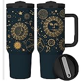 TSLOVER Tarot Witchy Moon Tumblers,Halloween Gothic 40 Oz Insulated Stainless Steel Tumbler with Handle,Goth Mystery Travel Coffee Mug,Halloween Spooky Gifts for Women Men Friends,1 Pcs