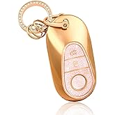 OFF WE GO for Mercedes Benz Key Fob Cover with Keychain, Soft TPU Protection Key Fob Case for 2020-2022 Mercedes Benz S-Class G-Class E-Class C-Class Key Shell (Pink)