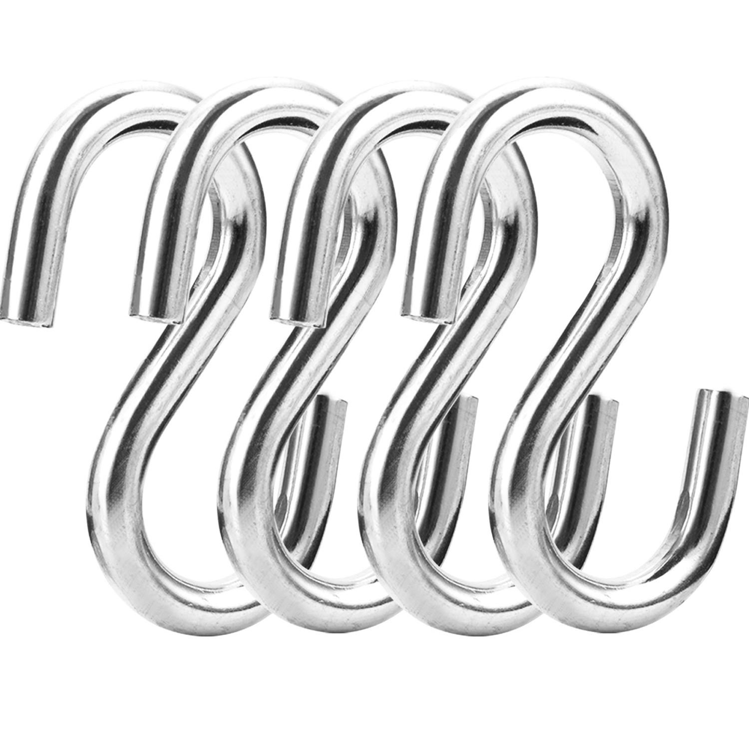Shappy 4 Packs S Shaped Hooks S Hanging Hooks S Metal Hanger, 3 Inches