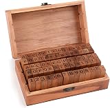 Tosnail 70 Pcs Wooden Rubber Alphabet Stamps Set with Storage Box view 1