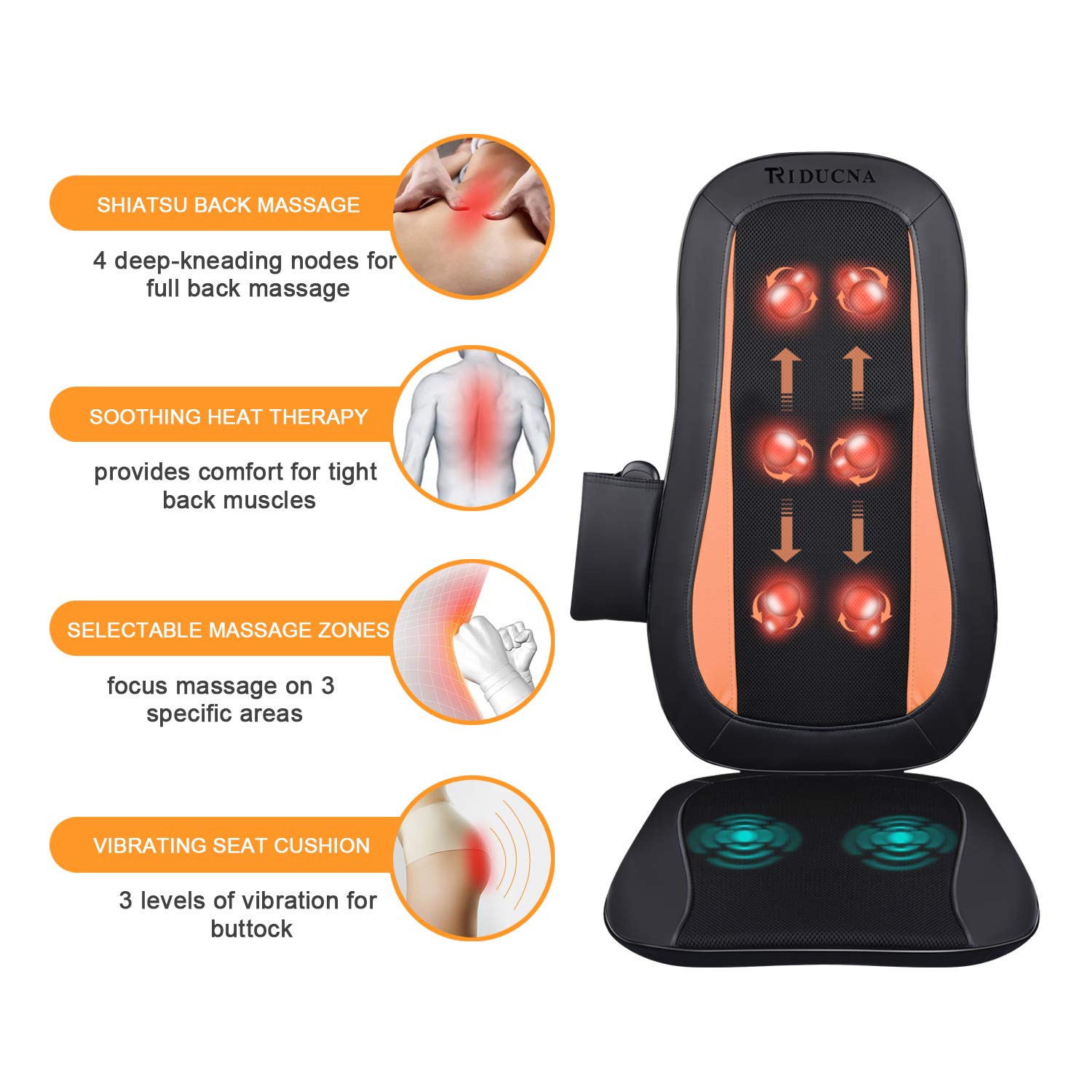 Shiatsu Back Massager Massage Chair With Heat Electric Massage Cushion With 3d Deep Tissue Kneading And Vibration For Full Back Pain Relief Home