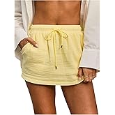 MakeMeChic Women's Summer Mini Skirts Low Rise Slant Pocket Short Straight Skirts