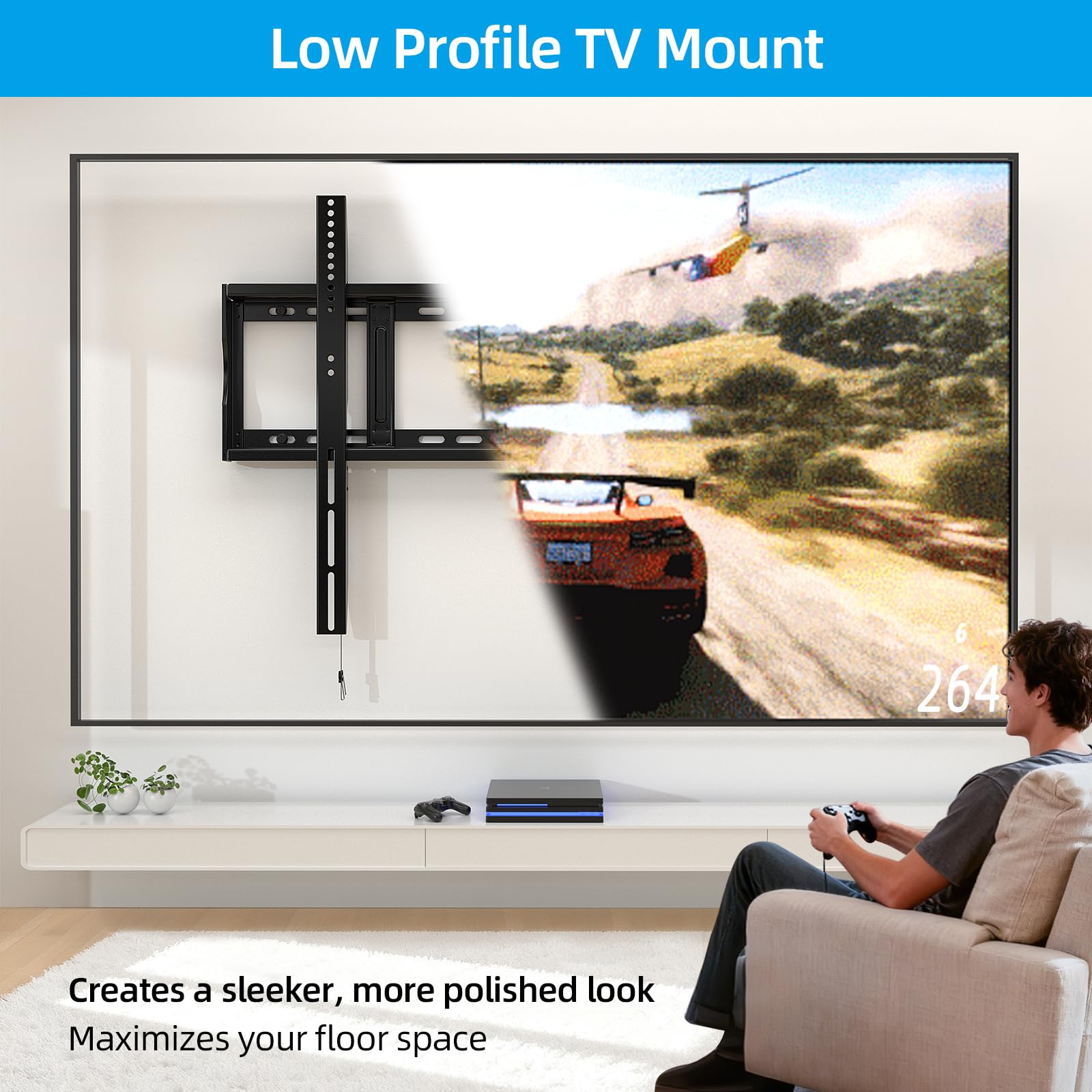 HOME VISION Heavy Duty Fixed TV Wall Mount Bracket, 264 Lbs Capacity for 48-120 Inch Extra Large Flat Screen Smart TVs, Max VESA 800x600 mm, Stud Spacing 12