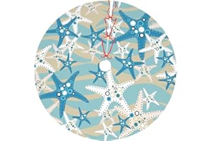 IAQGIOJ Beach Starfish Christmas Tree Skirt,Xmas Tree Mat Holiday Tree Ornaments for Farmhouse New Year Festive Holiday Party Decorations 36"