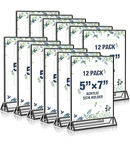 Clear Acrylic Double Sided Frames 5x7 Wedding Table Numbers Holders Desk Menu Holders With Vertical Stand And 3mm Silver Border 6 Pack P 76797447