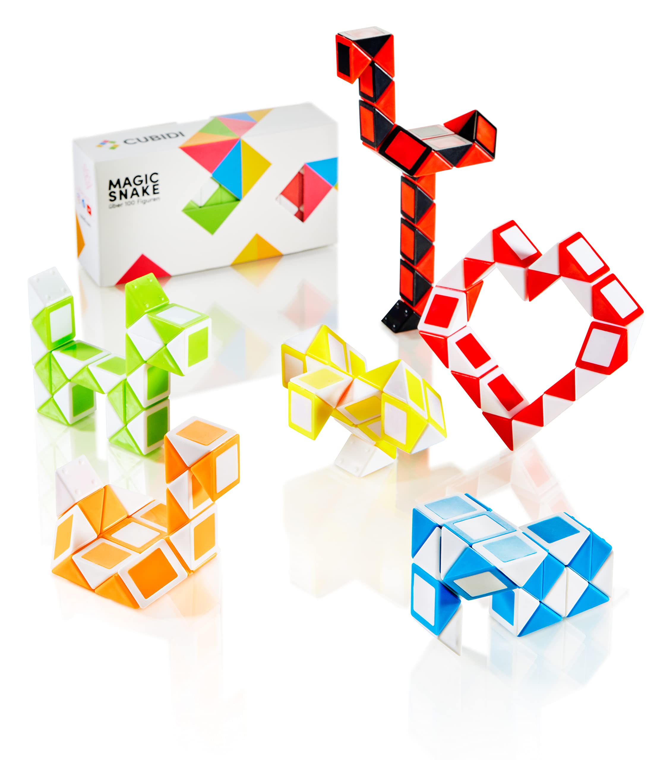 CUBIDI® Magic Snake Cube | Fidget Snake Toy for Kids | Travel Toys for Kids Ages 4-8 | Great Gift for Boys and Girls Birthday, Snake toy, Stocking Stuffers | 0.35 inch x 0.55 inch | Set of 6