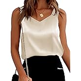Plilima Womens Satin Tank Tops V Neck Camisole Tops for Women Dressy Casual Blouses Sleeveless Silk Shirts