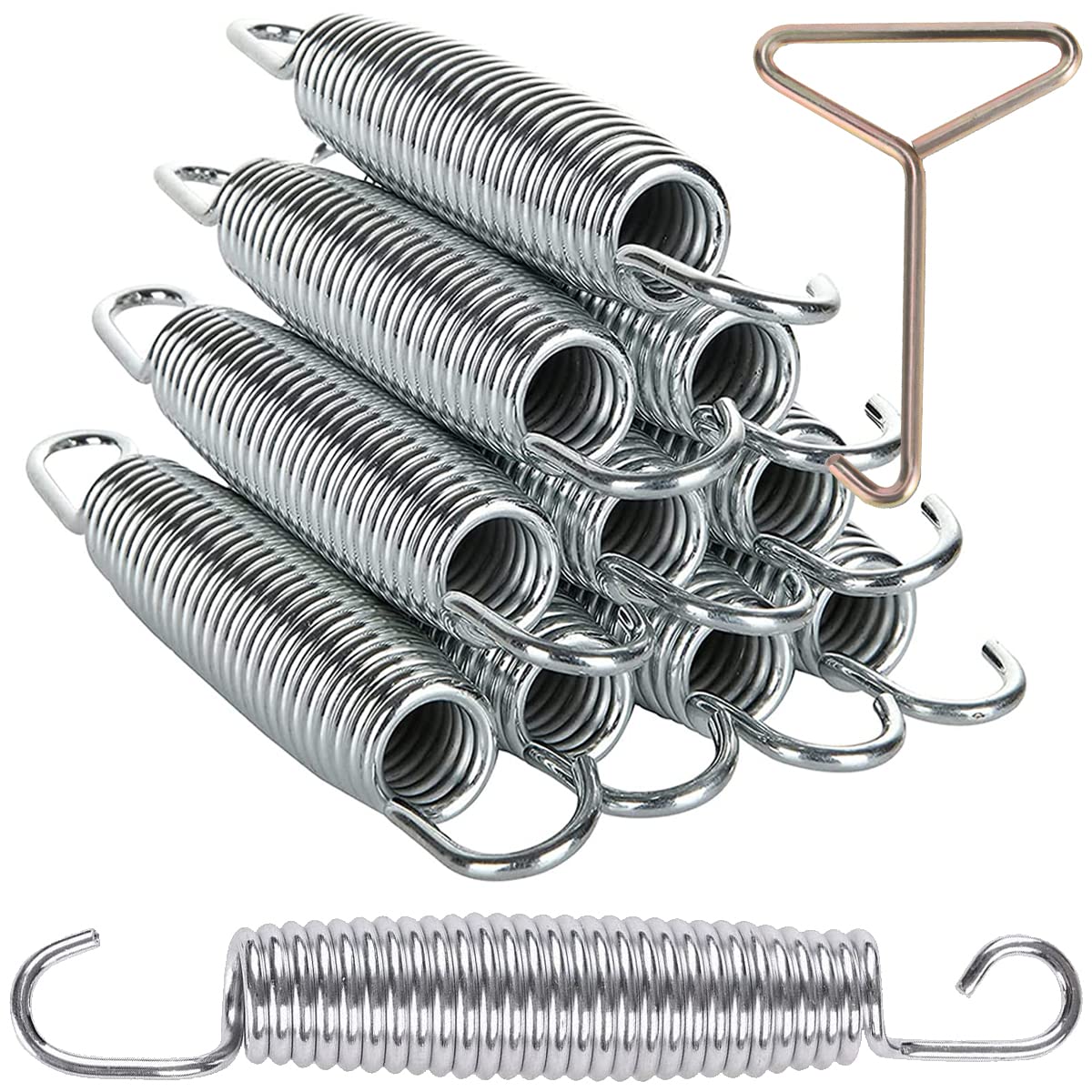 5.5 inch Trampoline Replacement Springs for 8ft/10ft/12ft/14ft/15ft/16ft, Heavy-Duty Galvanised Steel, Metal Rust Resistant, Fitness Trampoline Springs (Free 1pcs springs tool)…