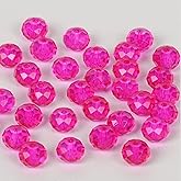 Niziky 620PCS 4mm Rose Red Faceted Briolette Rondelle Glass Beads for Jewelry Making