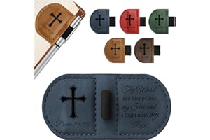 JUBOPE Bygone Mark Personalized Magnetic Leather Bookmark with Pen Holder - Inspirational Bible Verse Scripture Design, Custom Book Marker for Book Lovers Men Women (Blue-Psalm 119：105)