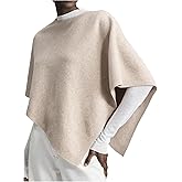 Verdusa Women's Old Money Clothes 3/4 Sleeve Asymmetrical Poncho Sweater Elegant Knit Shawl Tops Fall Outfits