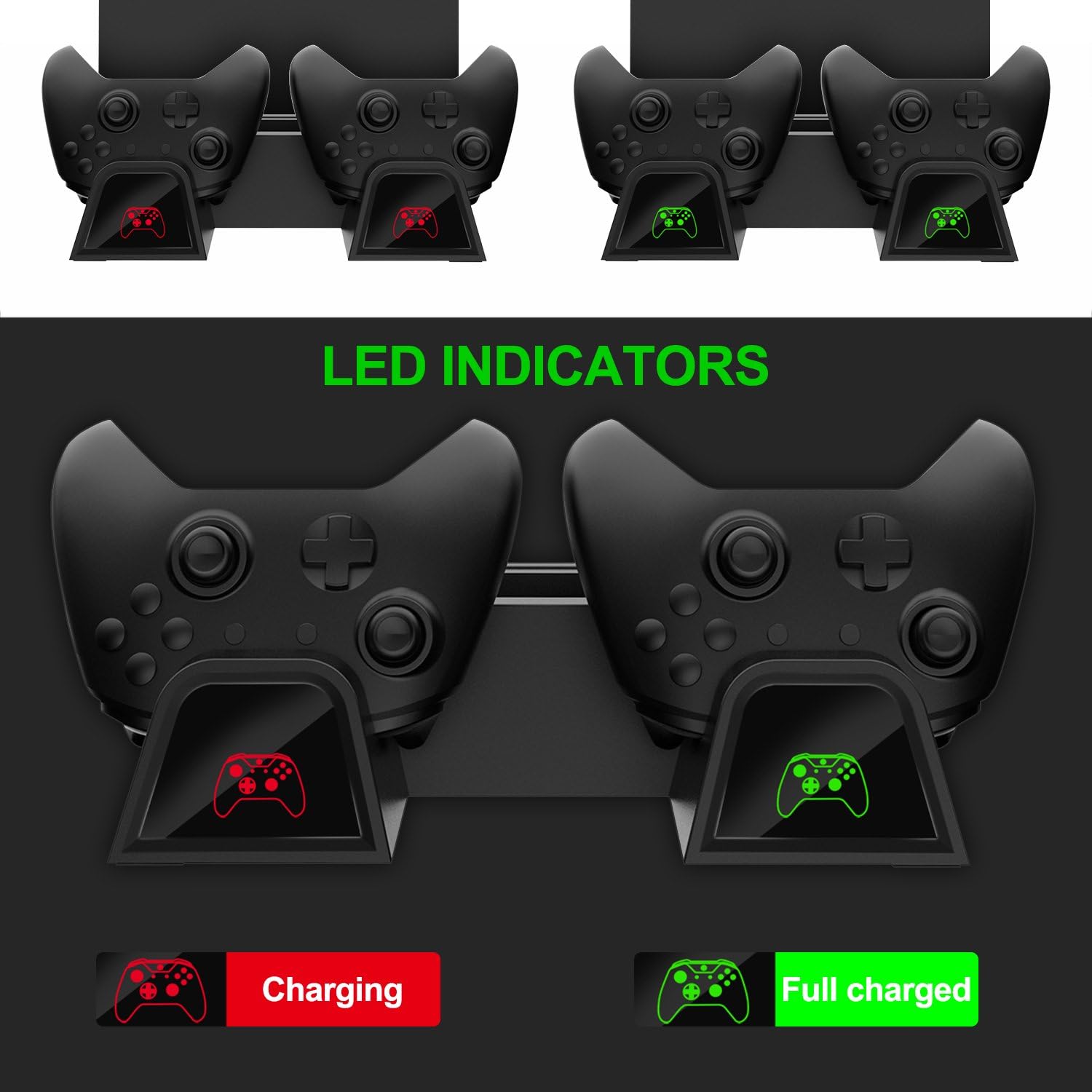 Charging Stand for Xbox One/Xbox One S/Xbox One X Console and Controllers, Vertical Cooling Stand Accessories with 2 Cooling Fans,600 mAh Batteries 2 Pack,LED Indicators and Games Storage: Electronics