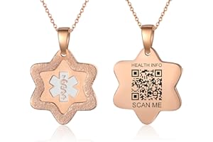 Theluckytag Medical Alert Necklace for Men Women Kids - 19'' Stainless Steel Medical Necklace Engraved QR Code Medical ID Necklace - More Space Custom Online Emergency Medical Info