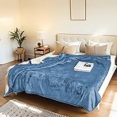 Electric Heated Blanket Throw Size 50"x60" - Flannel & Sherpa Fabric Dual-Sided, 6 Heat Settings & 1-3 Hours Auto Off, Soft & Cozy Warming Throw for Home, Office, or Bed, Machine Washable, Slate Blue