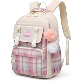 Alrisg Teen Girls Backpack Aesthetic Laptop Bookbag Elementary Middle School Travel Daypacks Mochilas Escolares Beige