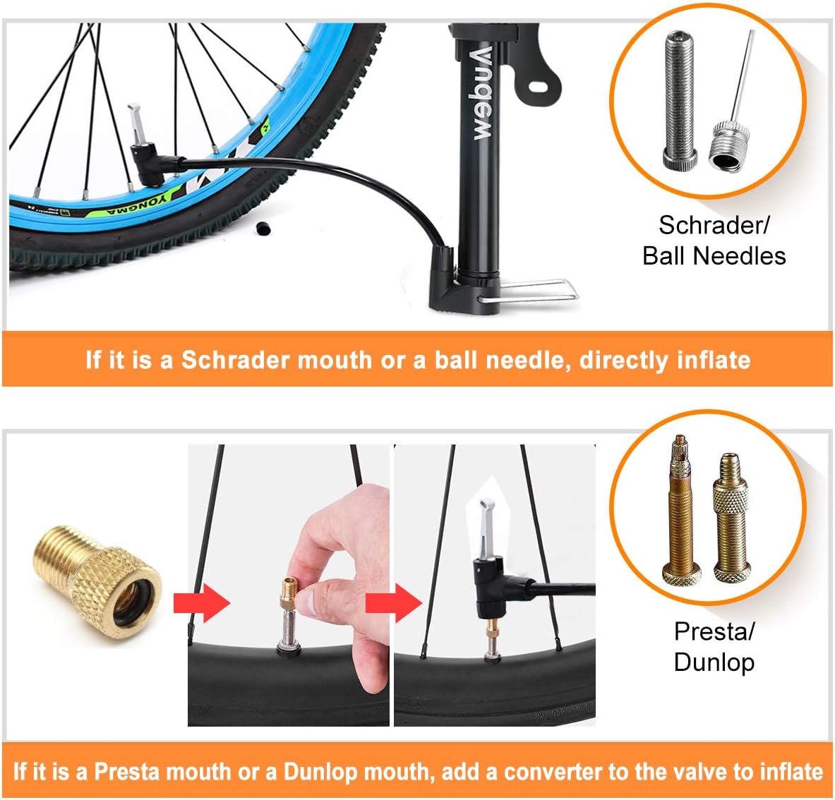 Audew 160 PSI Mini Bike Pump for Presta and Schrader : Sports & Outdoors