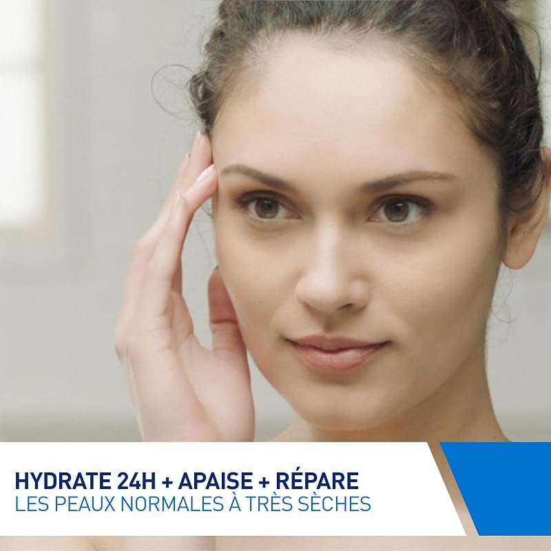 - Crème Hydratante Visage, Peaux Normales à Sèches, Hydratation 24h et Protection Cutanée avec Technologie MVE, Acide Hyaluronique et Niacinamide, et Céramides.