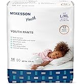 McKesson Youth Training Pants, [14 Count], Overnight Disposable Pull Up Diapers, L/XL, 60-125 lbs, Absorbent 12 Hour Leak Protection with Leg Gathers and Tear-Away Sides, for Boys or Girls, Pediatric