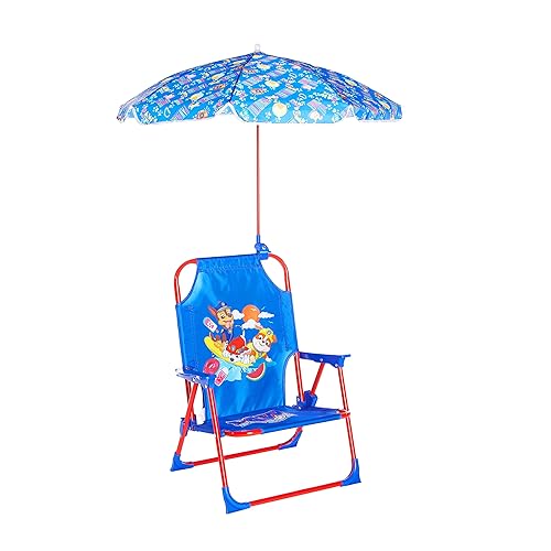 Idea Nuova Paw Patrol Kids Folding Beach Chair with Umbrella – Outdoor  Portable Camp Chair for Ages 3+, Lightweight Durable with Safety Lock,  Ideal
