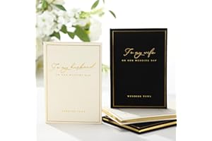 Engrowtic 2 Pcs Wedding Vow Books His and Her to Husband Wife Wedding Must Have Registry Ideas Gold Foil Lined Page Premium Engagement Gift for Guest Groom Newly Engaged Couple(Black-White)