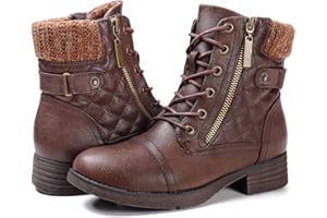 STQ Women's Combat Boots Lace up Ankle Booties