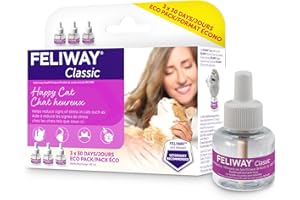 FELIWAY Classic Diffuser Refill Value Pack, Promotes Calmness in Cats & Kittens, VHP Registered NN.P4B8, includes 3 Refills, 