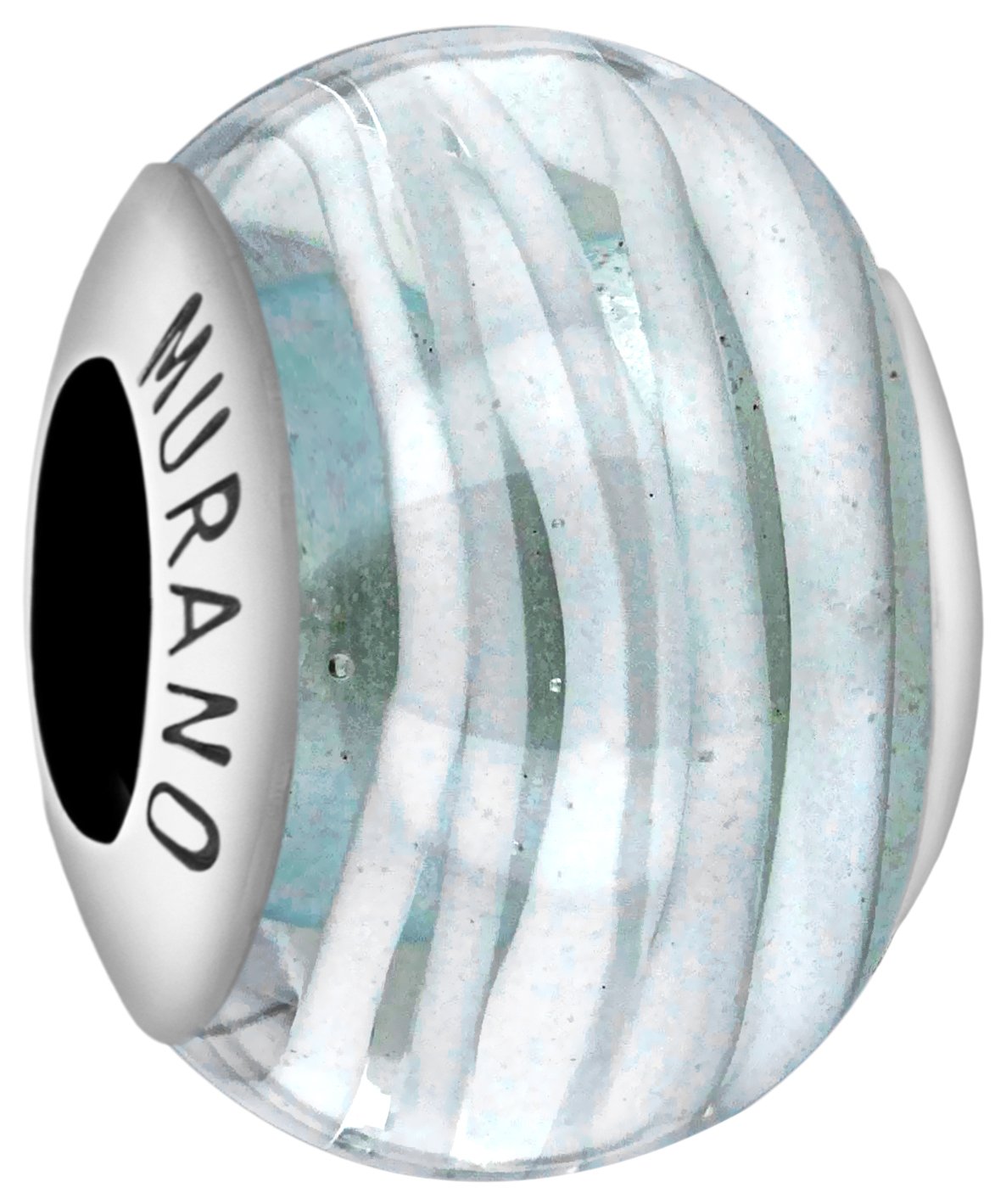 Tuscany Silver Women's Sterling Silver White Swirl Murano Bead