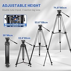 Video Tripod, COMAN 74" Professional Heavy Duty
